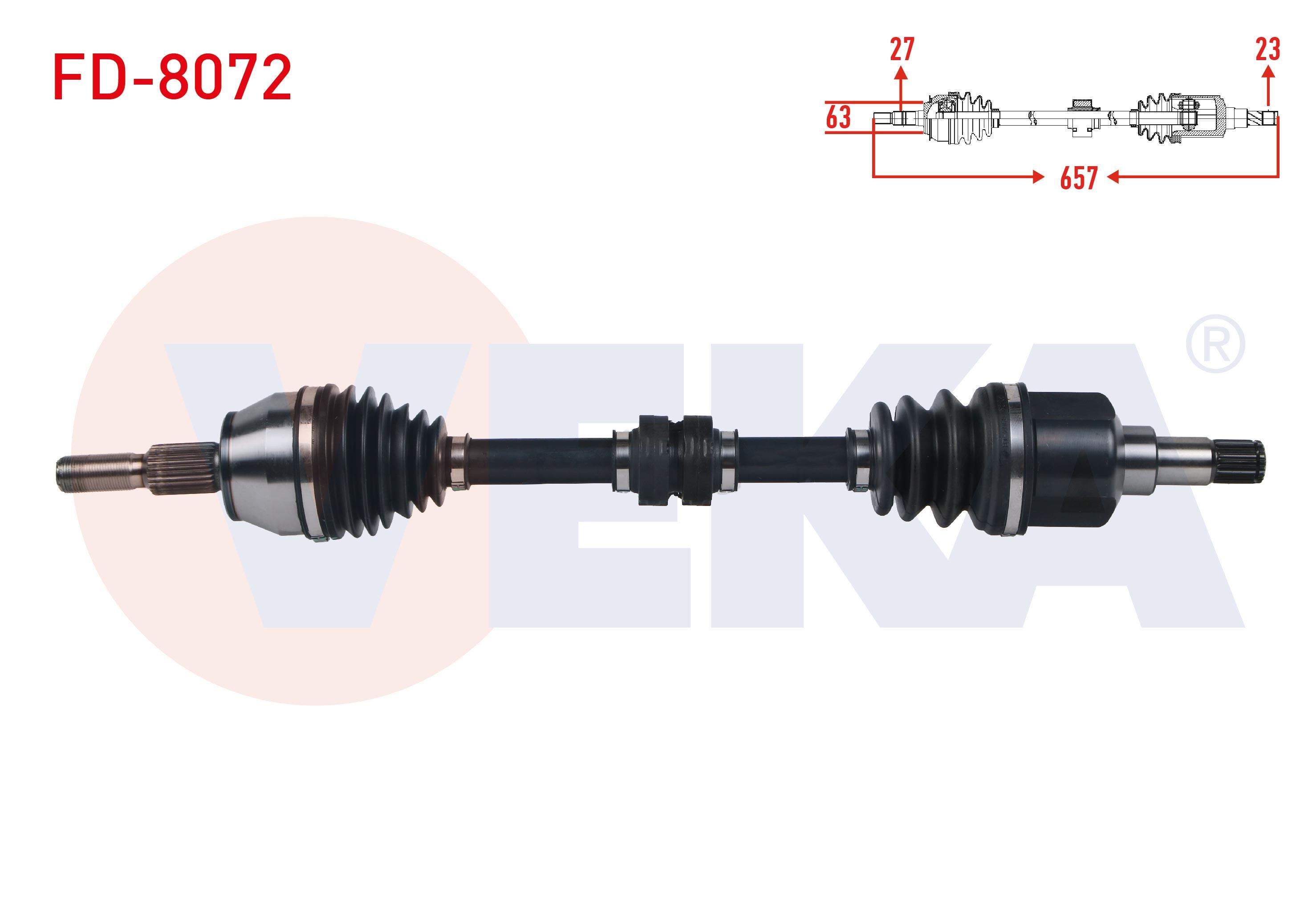 KOMPLE AKS SOL ON FORD FOCUS III 1.6 TI-VCT M-T UZUNLUK 657 mm 2011-2015