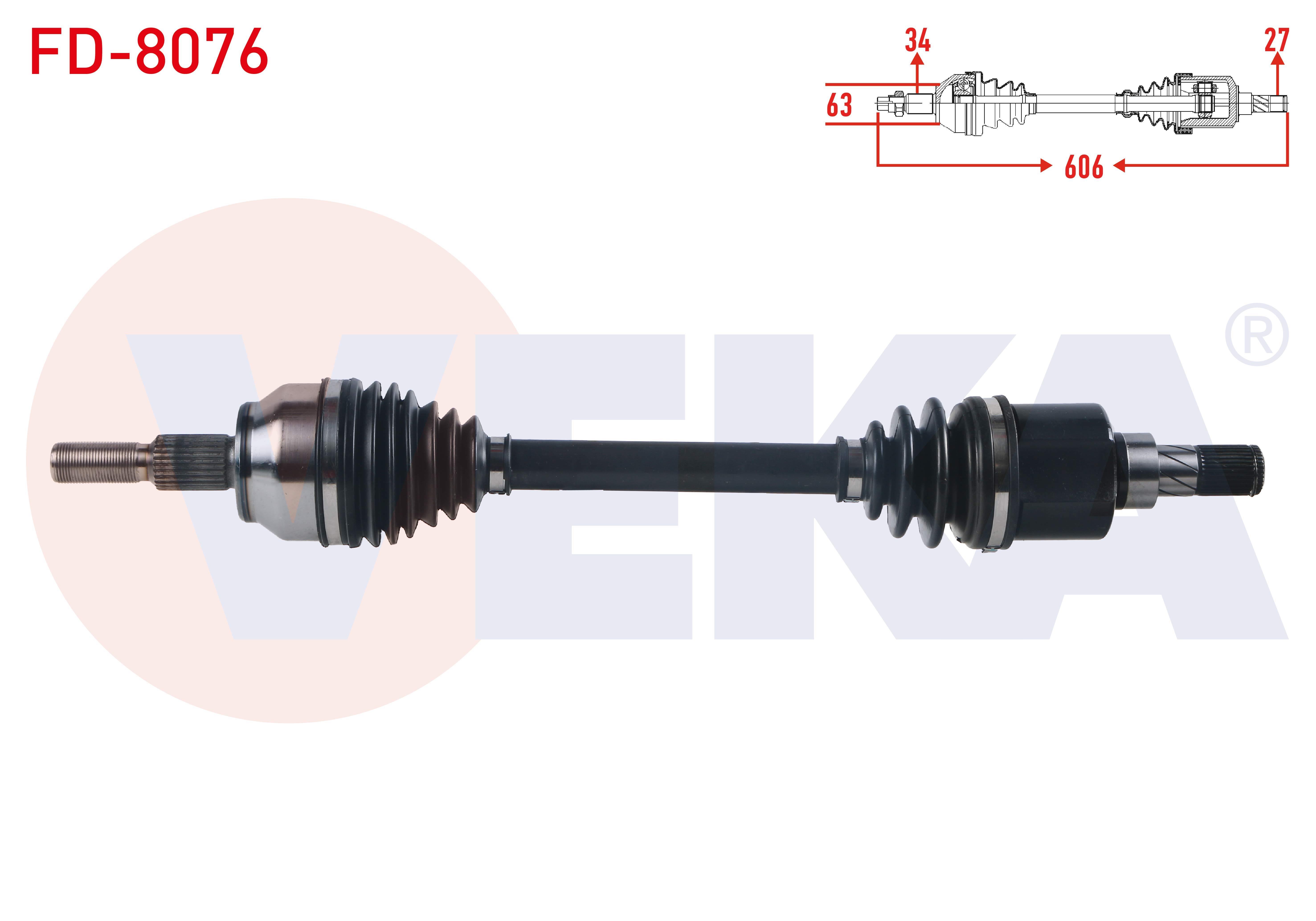 KOMPLE AKS SOL ON FORD FOCUS III 1.6 TI-VCT A-T UZUNLUK 606mm 2011-2015