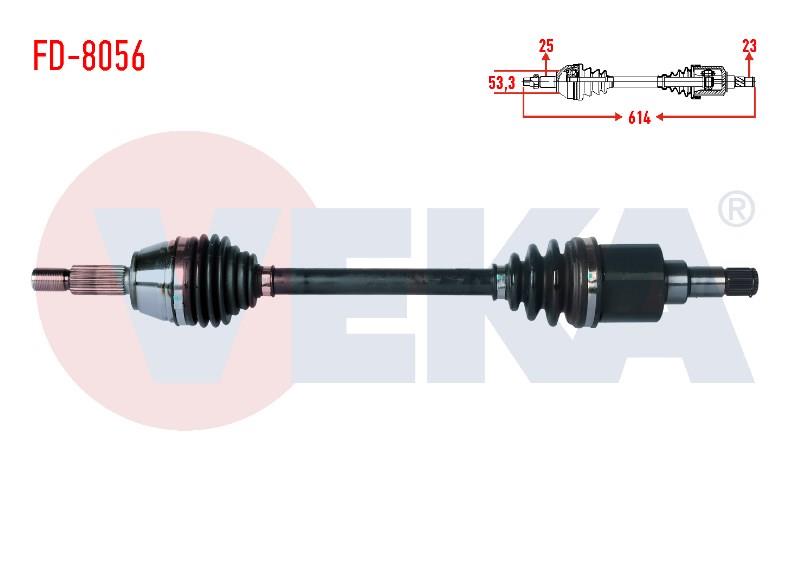 KOMPLE AKS SOL ON FORD TRANSIT COURIER 1.5 TDCI M-T UZUNLUK 614mm 2014- ET763B437AB 1929644