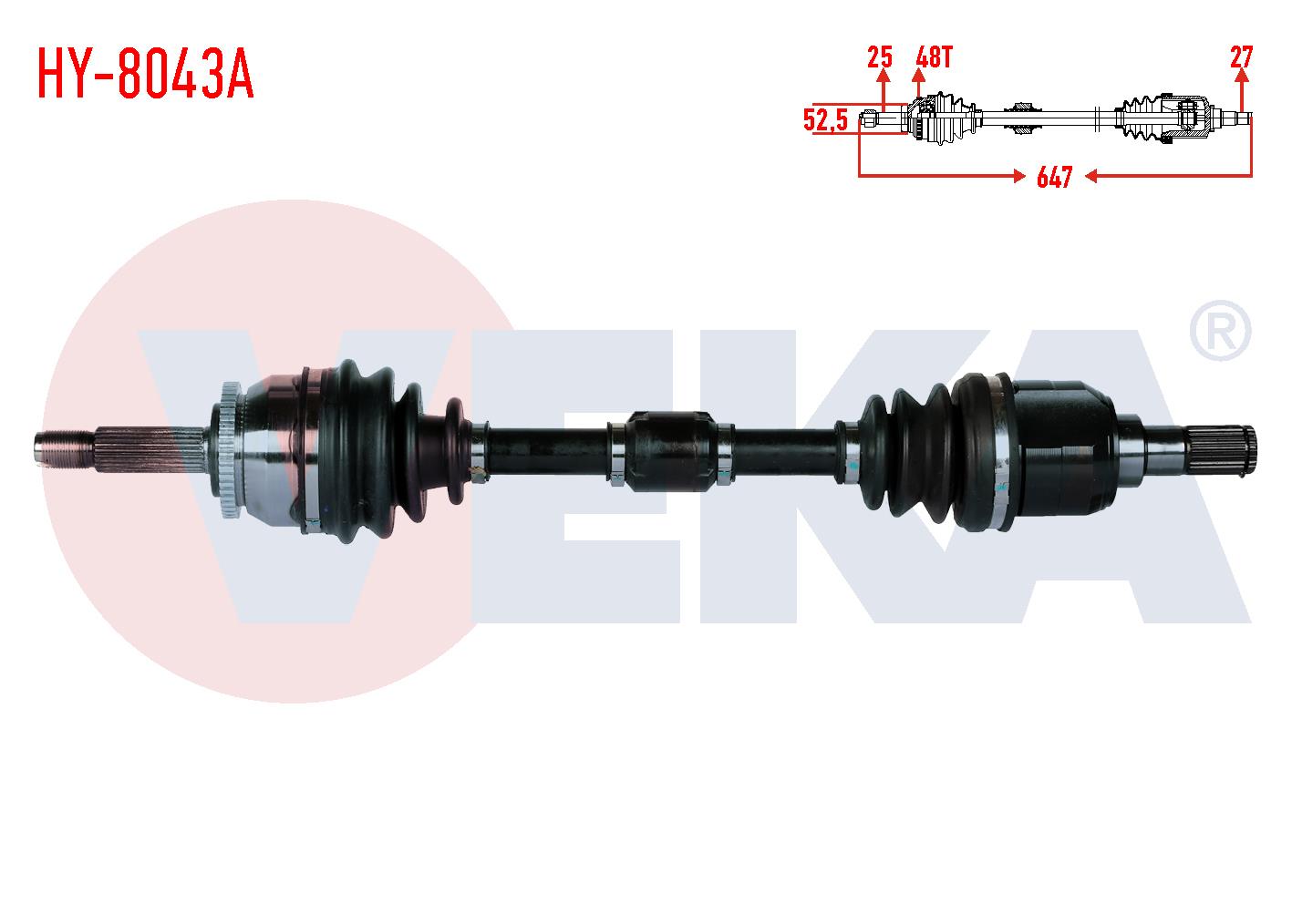KOMPLE AKS SOL ON HYUNDAI ACCENT BLUE 1.6 CRDI M-T ABSLI ABS 48 DIS UZUNLUK 647mm 2012-