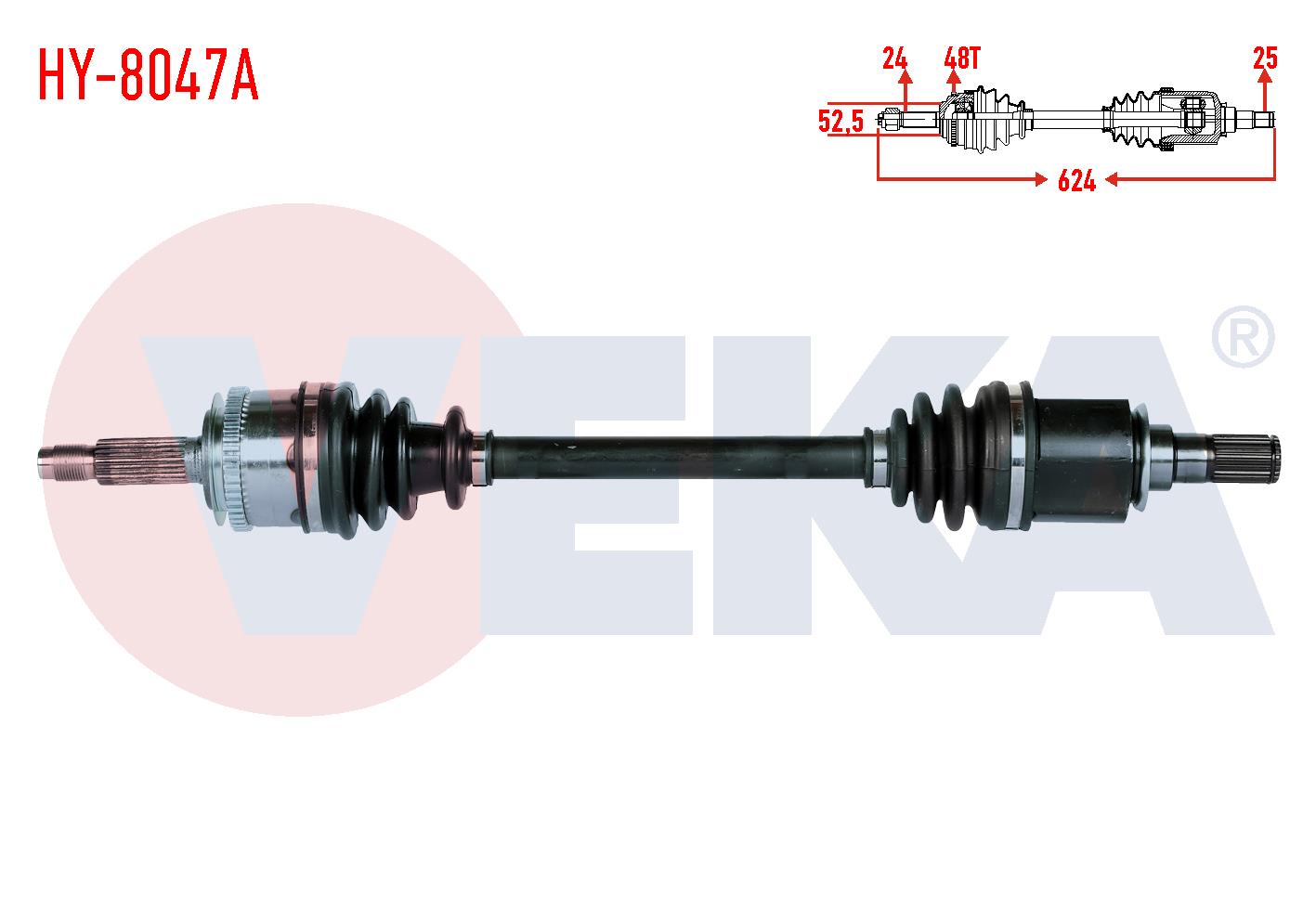 KOMPLE AKS SOL ON HYUNDAI I10 (PA) 1.1i 12v M-T ABSLI 48 DIS UZUNLUK 624mm 2008-2013
