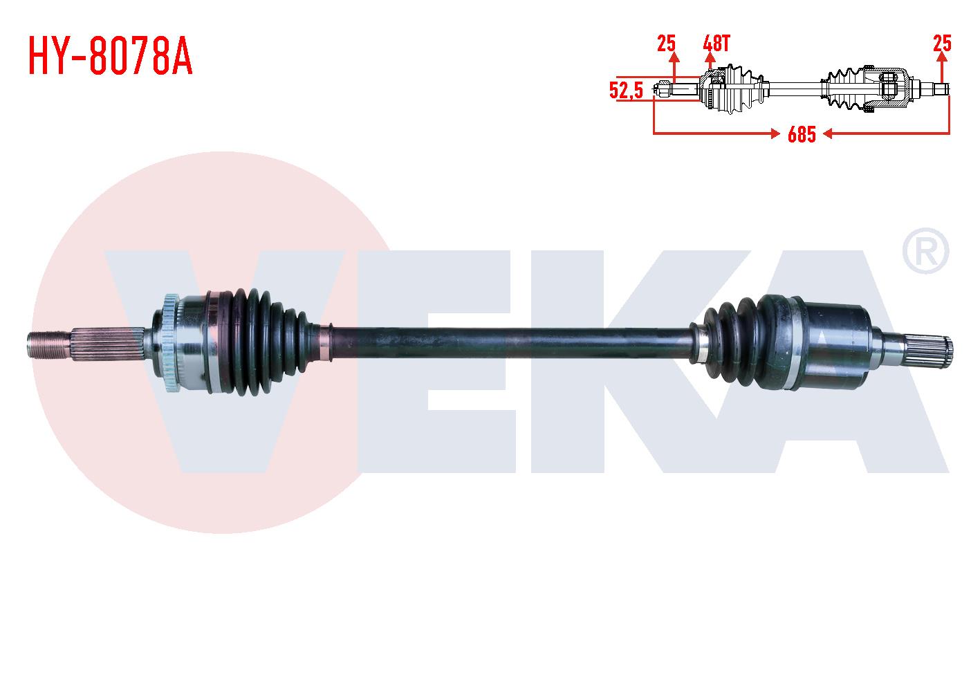 KOMPLE AKS SOL ON HYUNDAI I20 (GB) 1.2 ABSLI 48 DIS UZUNLUK 685mm 2015-