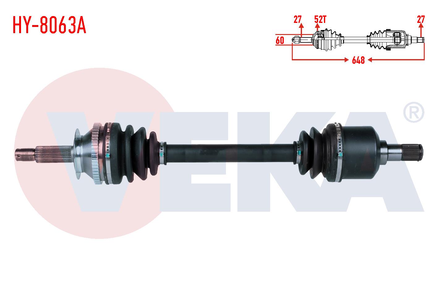 KOMPLE AKS SOL ON HYUNDAI SANTA FE (SM) 2.0 CRDI A-T 4X4 ABSLI 52 DIS UZUNLUK 648mm 2001-2006