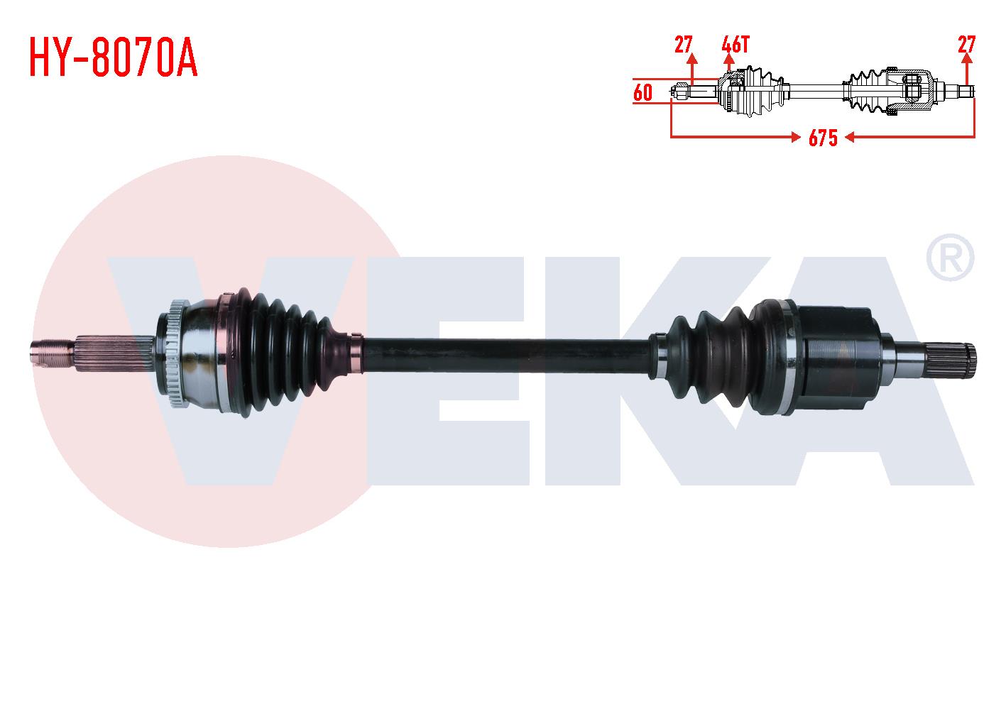 KOMPLE AKS SOL ON HYUNDAI I30 (FD) 1.6 CRDI A-T ABSLI 46 DIS UZUNLUK 675mm 2007-2011