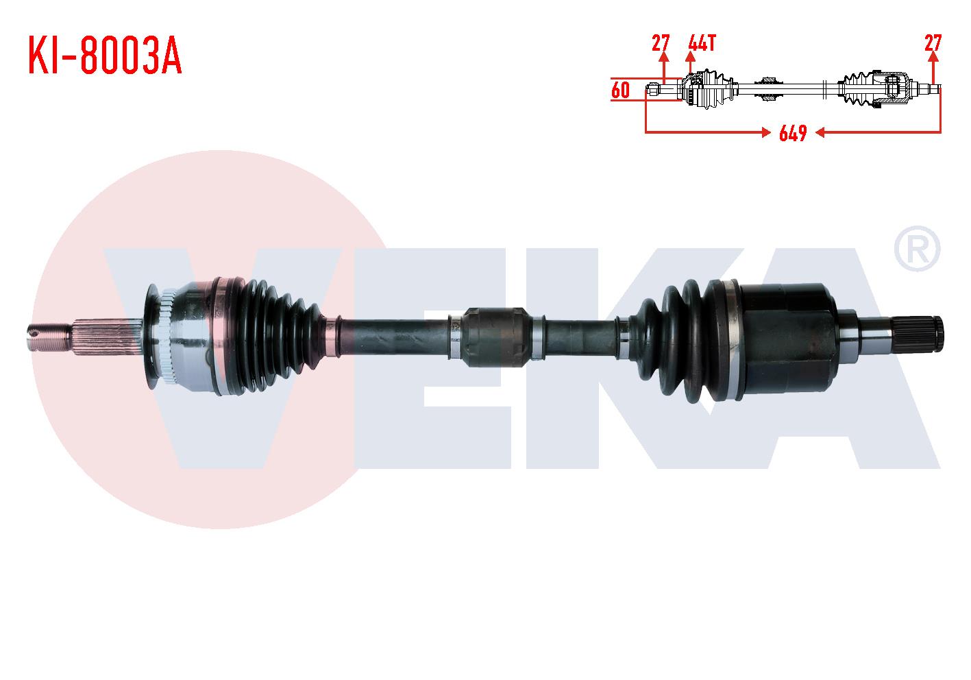 KOMPLE AKS SOL ON KIA CERATO (LD) 1.6 CRDI M-T ABSLI 44 DIS UZUNLUK 649mm 2004-2012
