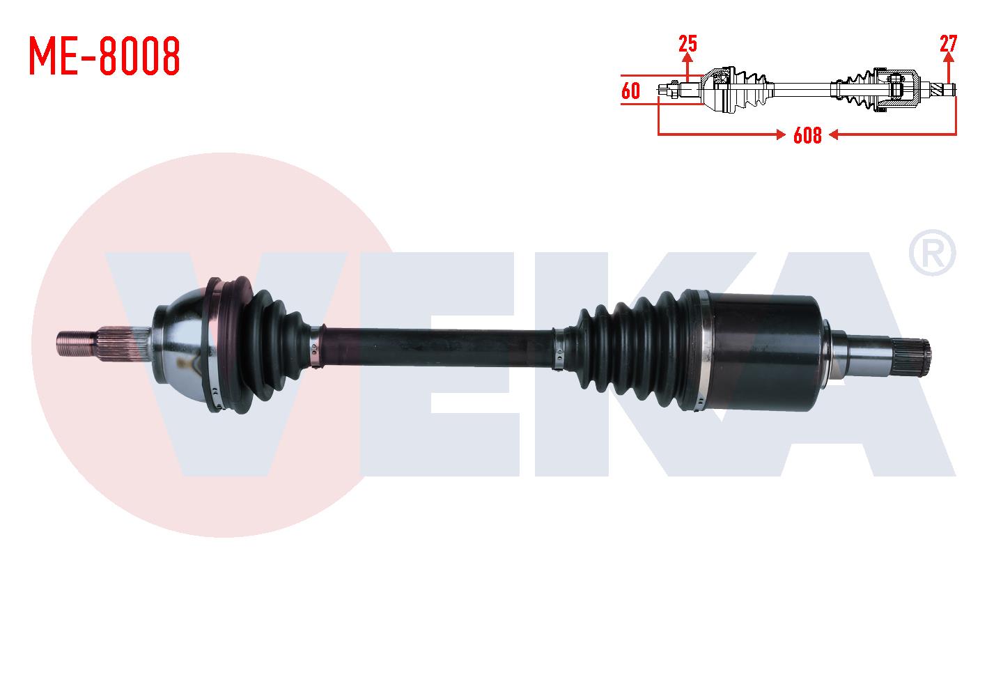 KOMPLE AKS SOL ON MERCEDES A SERISI (W169) A 150 A-T UZUNLUK 608mm 2004-2012
