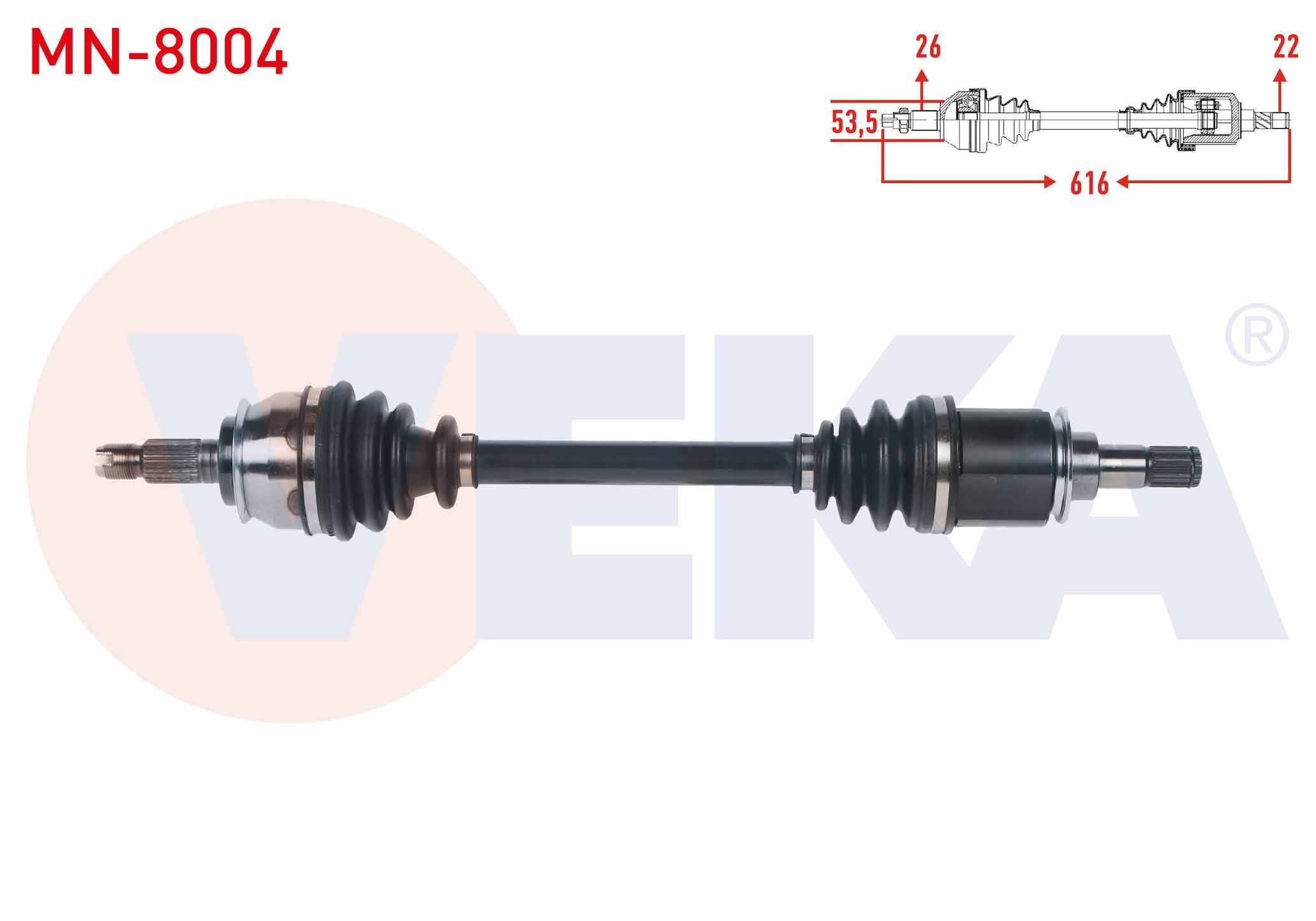 KOMPLE AKS SOL ON MINI COOPER (R50,R53) 1.6 M-T / COOPER ONE (R50,R53) 1.6 M-T UZUNLUK 616mm 2001-2006