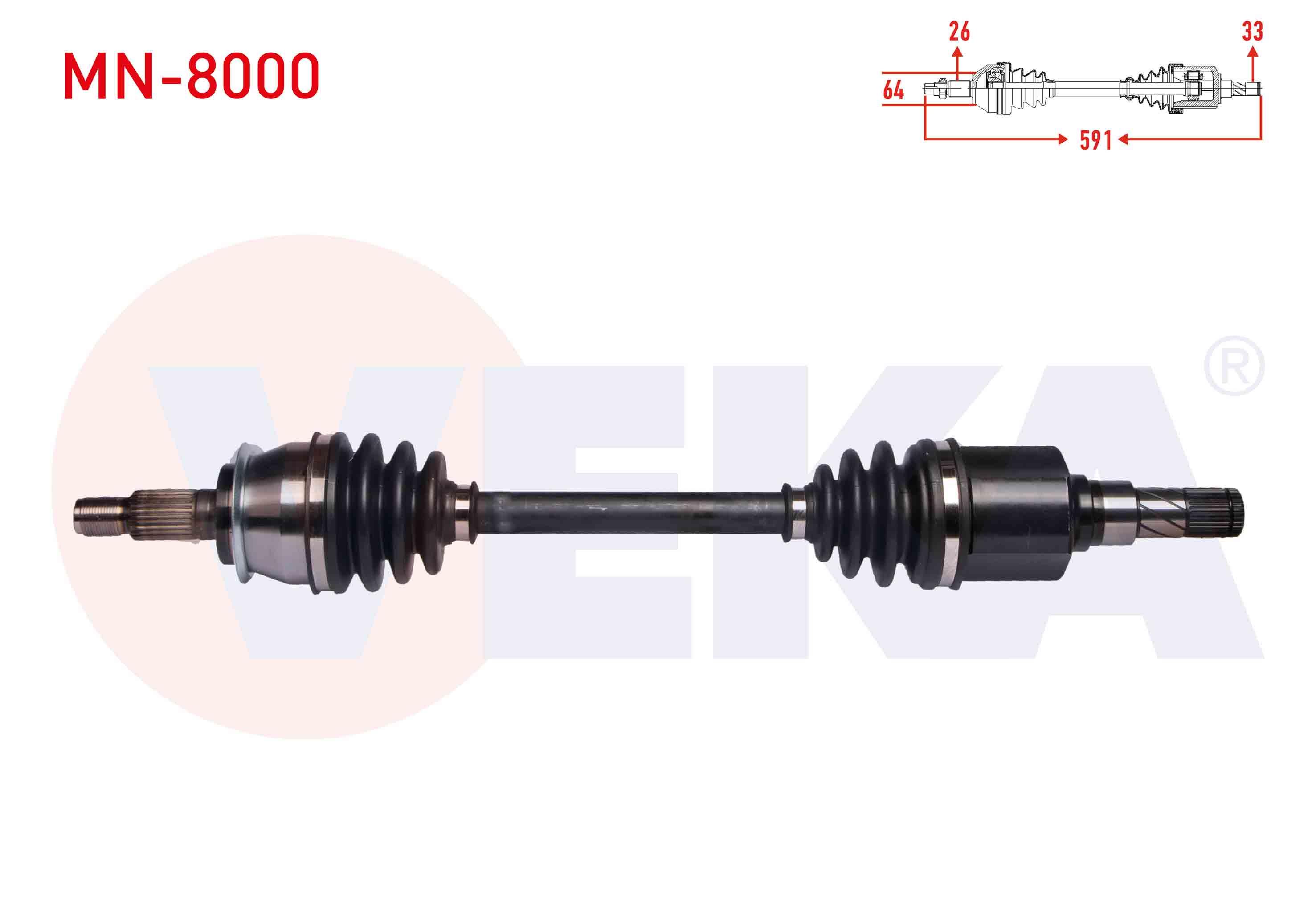 KOMPLE AKS SOL ON MINI COOPER (R50,R53) 1.6 M-T UZUNLUK 591 mm 2001-2006