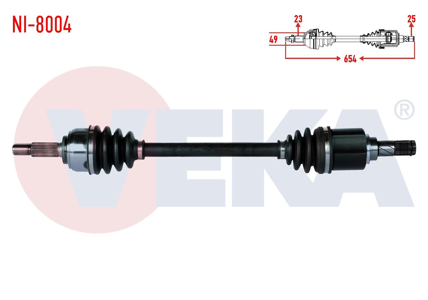 KOMPLE AKS SOL ON NISSAN MICRA (K12) 1.2i 16v A-T UZUNLUK 654mm 2003-2010