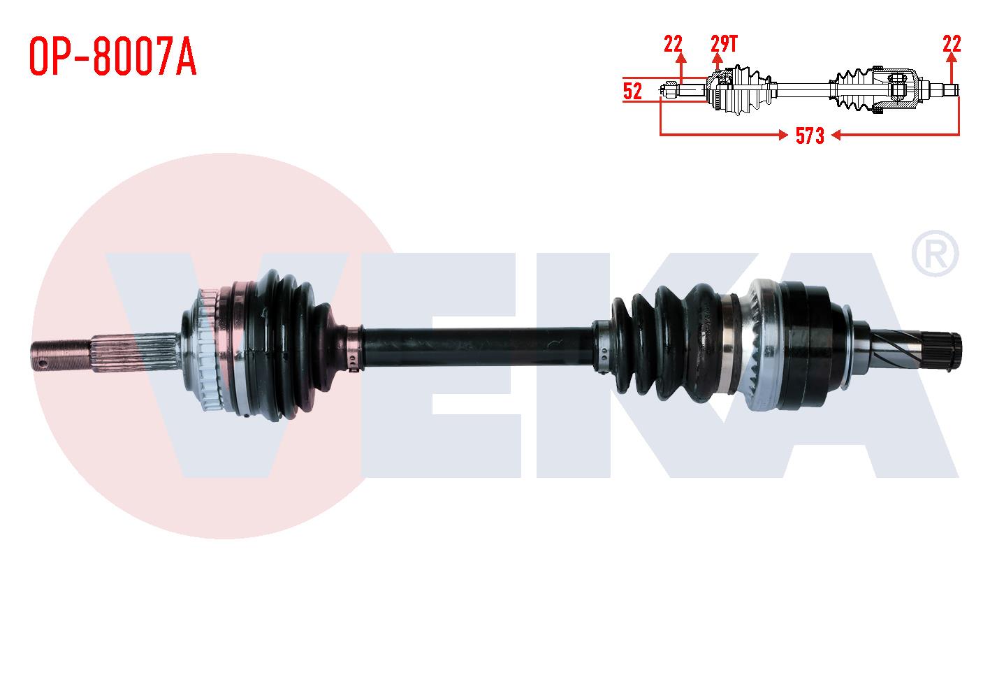 KOMPLE AKS SOL ON OPEL CORSA B 1.2i 16v ABSLI 29 DIS UZUNLUK 573mm 1993-2000