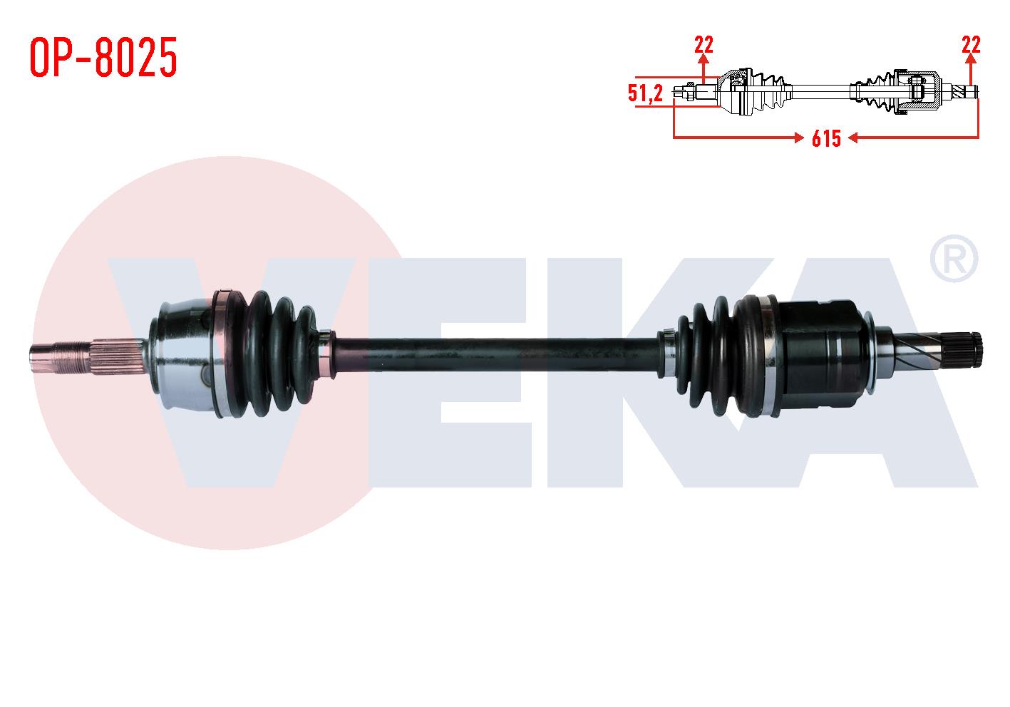 KOMPLE AKS SOL ON OPEL CORSA D 1.2 M-T UZUNLUK 615mm 2006-2014