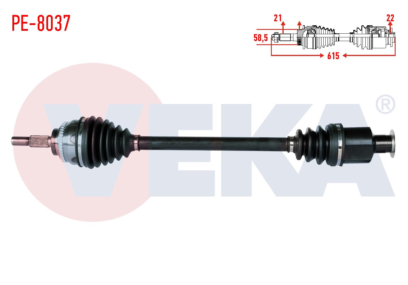 KOMPLE AKS SOL ON PEUGEOT 106 I 1.4 UZUNLUK 615mm 1991-1996