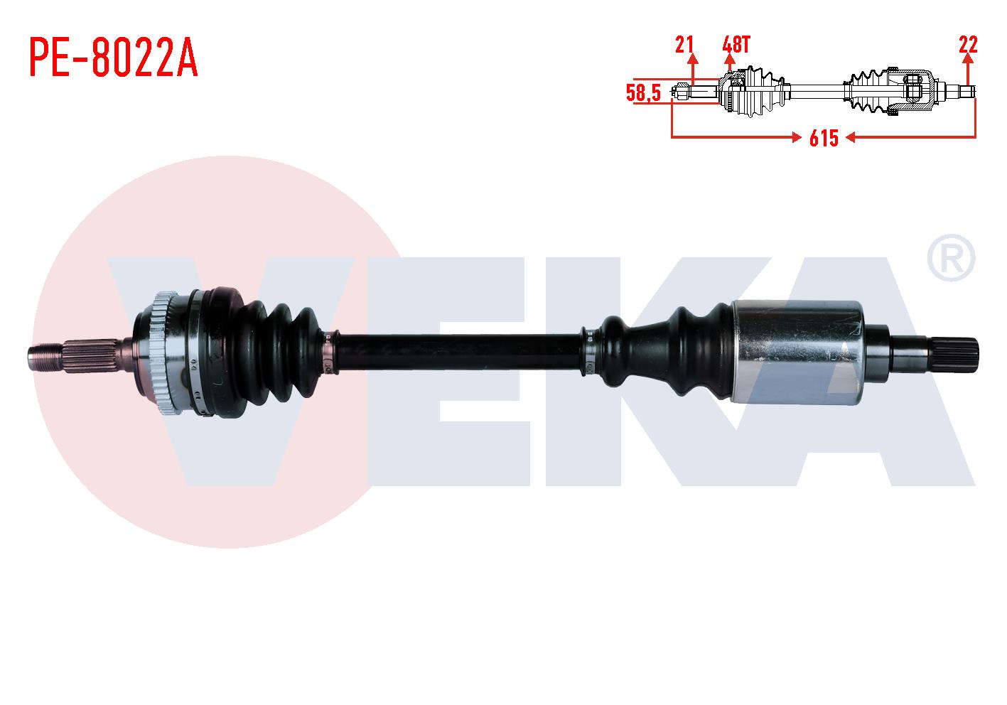 KOMPLE AKS SOL ON PEUGEOT 106 II 1.6i GTI ABSLI 48 DIS UZUNLUK 615mm 1996-2002