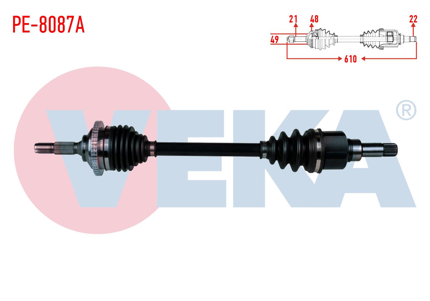 KOMPLE AKS SOL ON PEUGEOT 206+ 1.4 HDI ABSLI 48 DIS UZUNLUK 610 mm 2009-