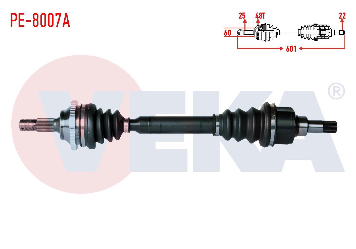 KOMPLE AKS SOL ON PEUGEOT 206 (2A/C) 1.6i 16v ABSLI 48 DIS UZUNLUK 601mm 1998-2006