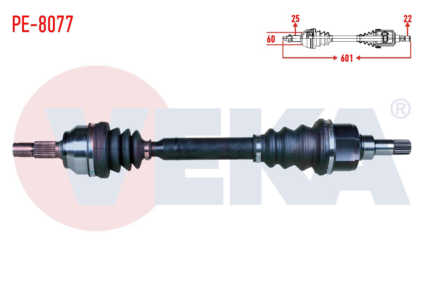KOMPLE AKS SOL ON PEUGEOT 206 (2A/C) 1.6i 16v M-T UZUNLUK 601mm 1998-2006