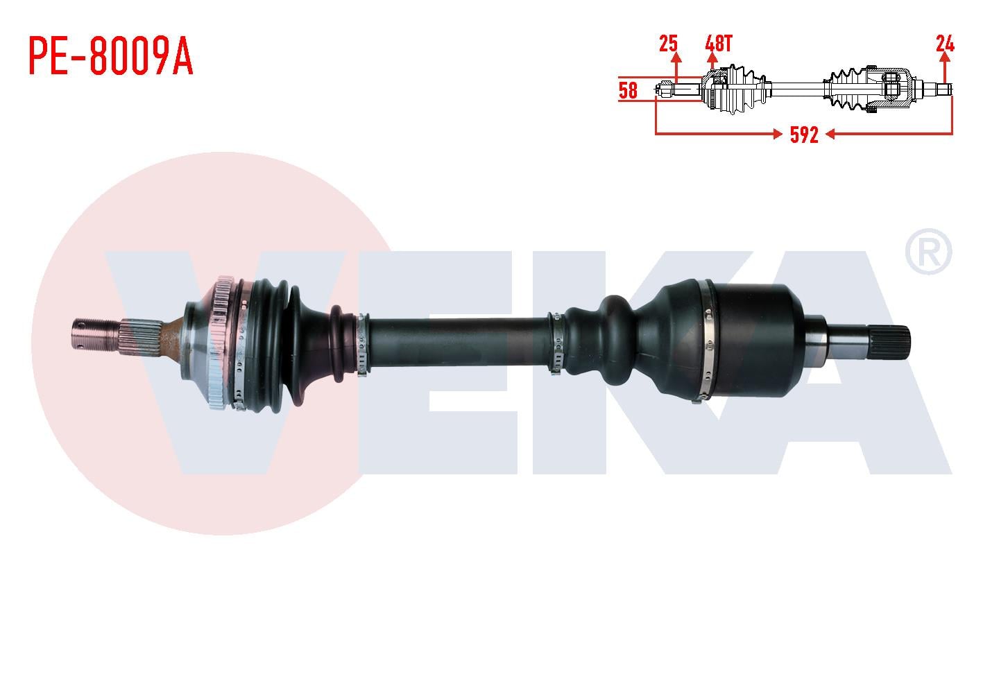 KOMPLE AKS SOL ON PEUGEOT 206 (2A/C) 2.0i GTI ABSLI 48 DIS UZUNLUK 592mm 1998-2006