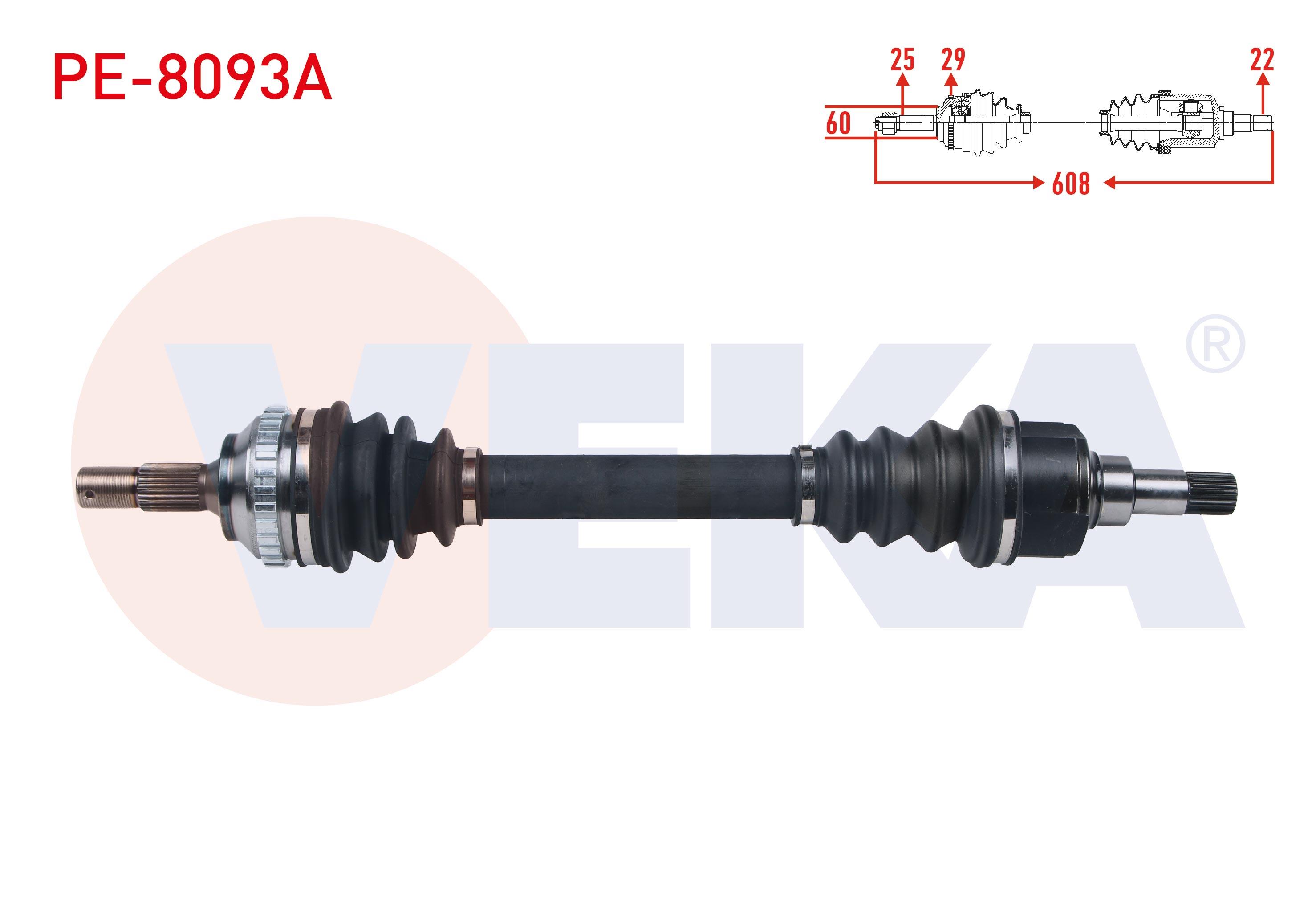 KOMPLE AKS SOL ON PEUGEOT 306 (7B,N3,N5) 1.6i M-T ABSLI 29 DIS UZUNLUK 608 mm 1993-2002