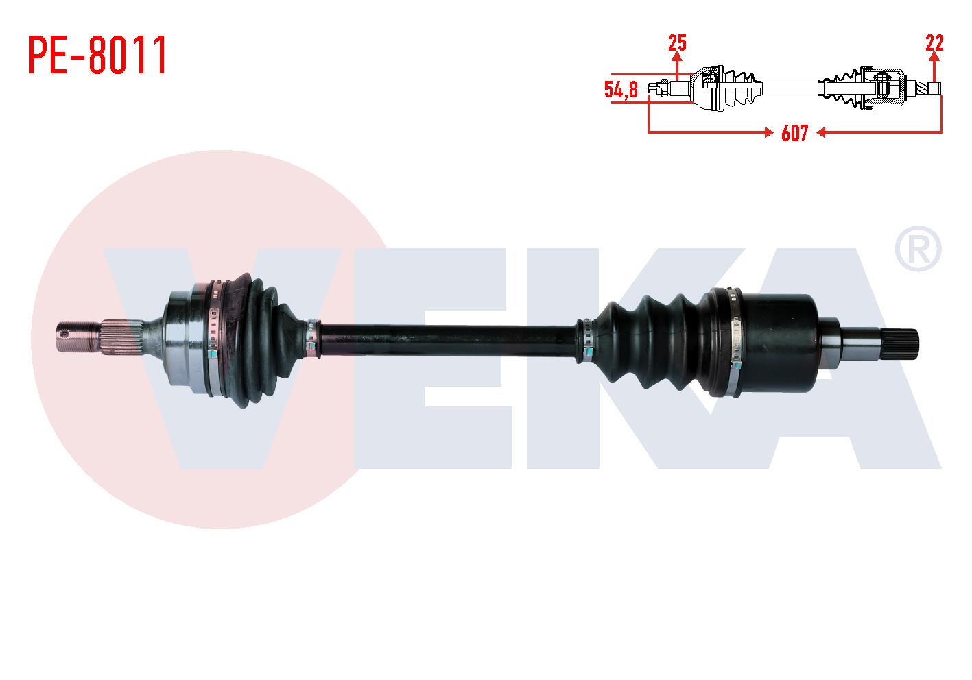 KOMPLE AKS SOL ON PEUGEOT 306 (7B,N3,N5) 1.6i UZUNLUK 607mm 1993-2002