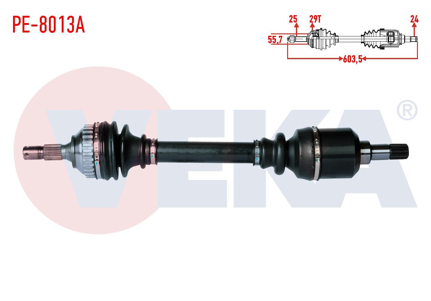 KOMPLE AKS SOL ON PEUGEOT 306 (7B,N3,N5) 1.9 D ABSLI 29 DIS UZUNLUK 603,5mm 1993-2002
