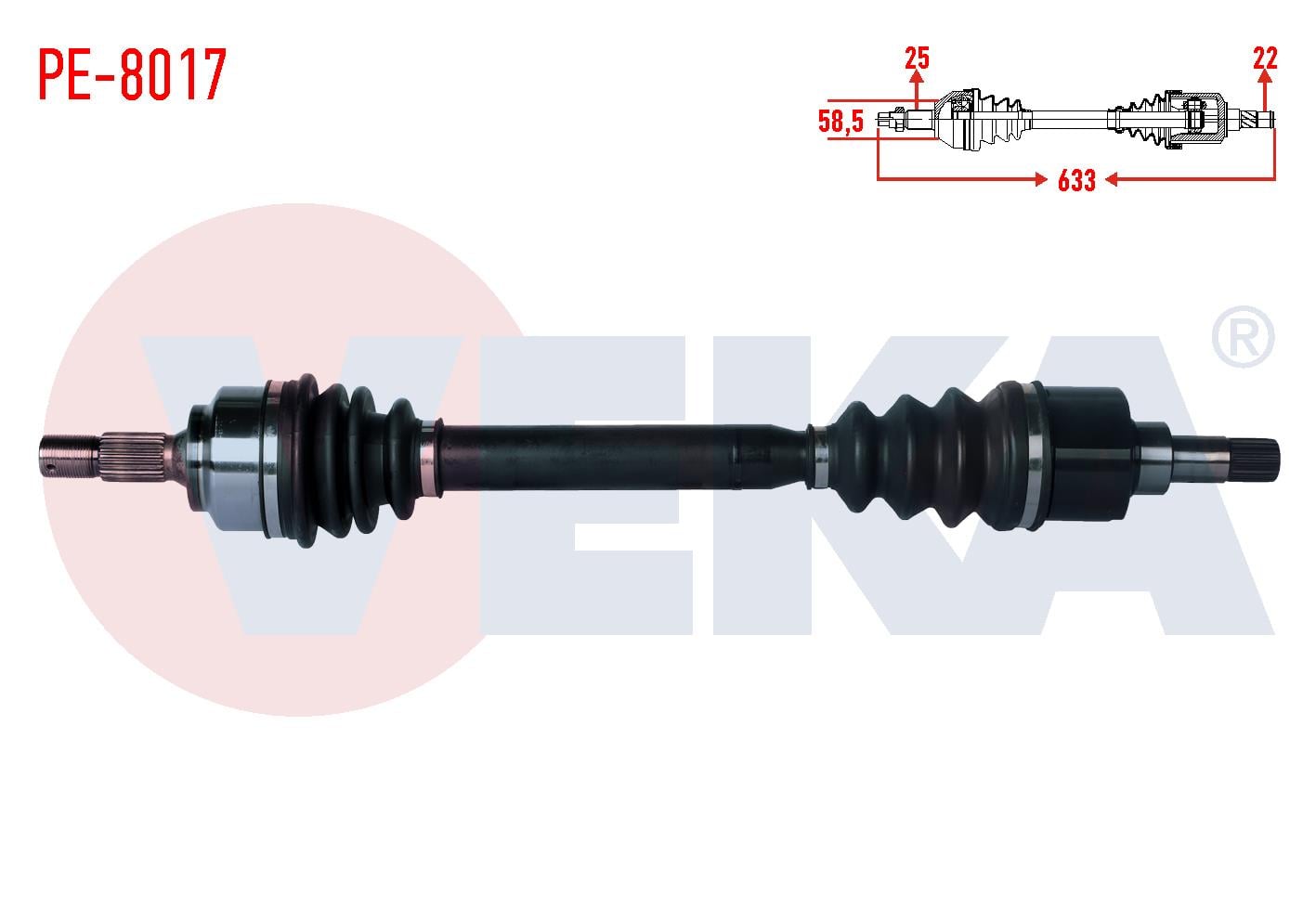 KOMPLE AKS SOL ON PEUGEOT 307 (3A/C) 1.4 MA SANZUMAN UZUNLUK 633mm 2000-2007