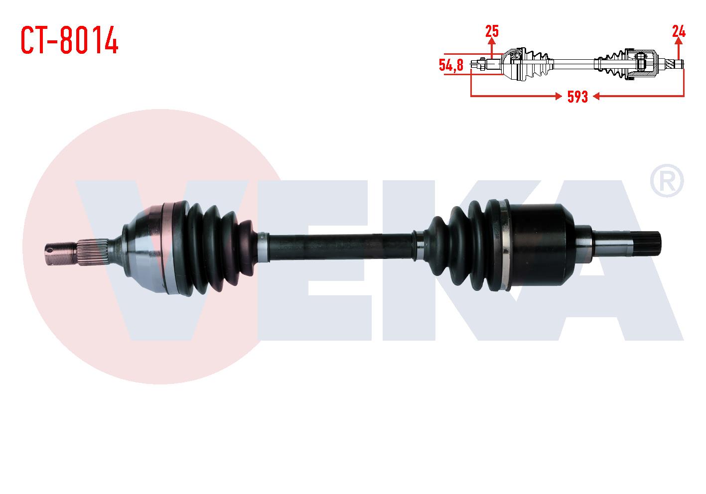 KOMPLE AKS SOL ON PEUGEOT PARTNER (5,5F) 1.9 D UZUNLUK 593mm 1996-2008