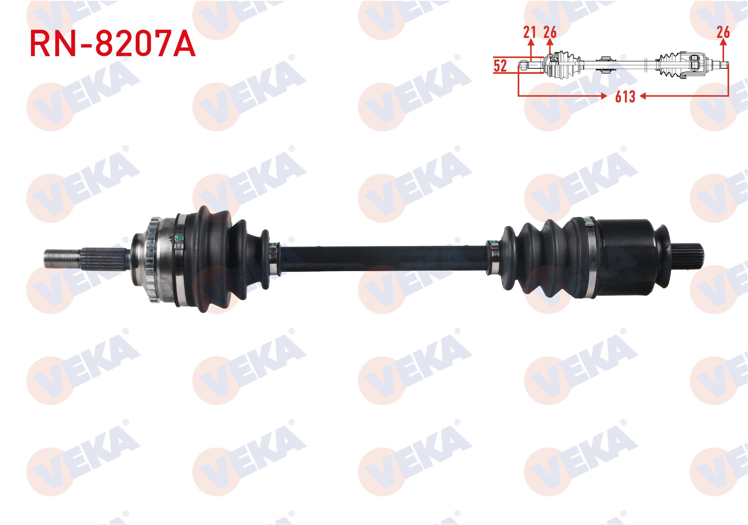 KOMPLE AKS SOL ON RENAULT CLIO II (BB0/1/2,CB0/1/2) 1.4i 16v A-T ABSLI 26 DIS UZUNLUK 613 mm 1998-2005