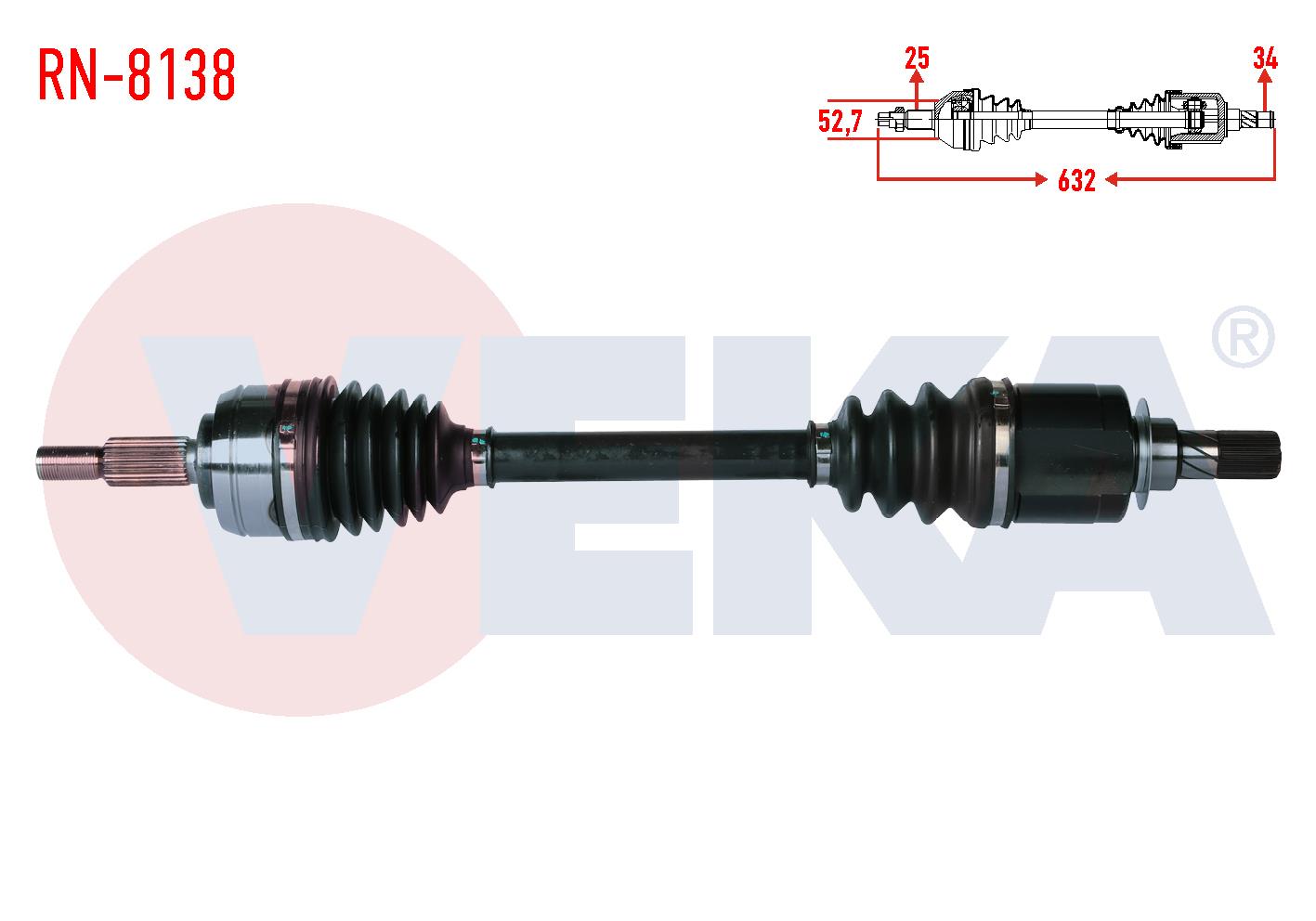 KOMPLE AKS SOL ON RENAULT FLUENCE (L30) 1.5 DCI 6 VITES A-T UZUNLUK 632 mm 2009-