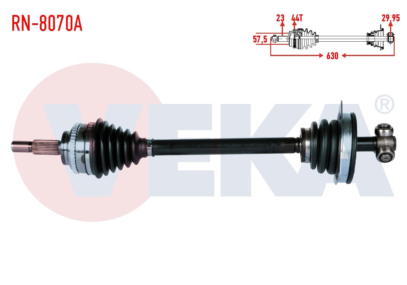 KOMPLE AKS SOL ON RENAULT KANGOO (KC0/1) 1.5 DCI KALIN FREZE ABSLI 44 DIS UZUNLUK 630 mm 1998-2008