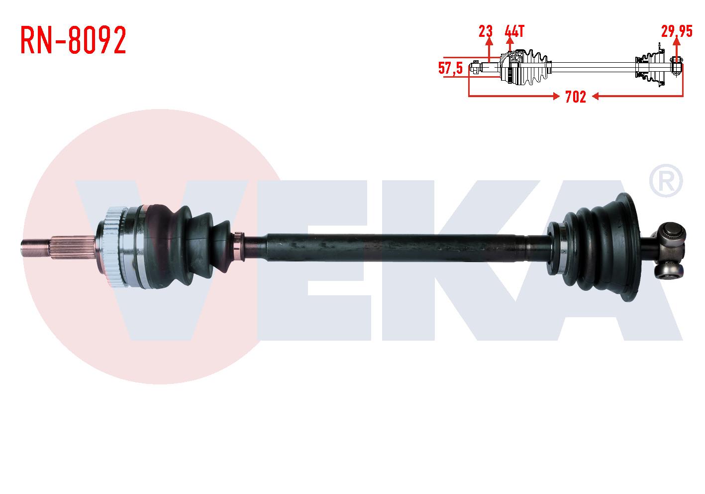 KOMPLE AKS SOL ON RENAULT LAGUNA I (B56,556) 1.8i ABSLI 44 DIS UZUNLUK 702mm 1993-2001