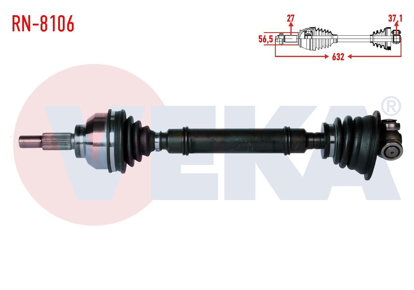 KOMPLE AKS SOL ON RENAULT LAGUNA II (BG0/1) 1.9 DCI 6 VITES M-T UZUNLUK 632 mm 2001-2007
