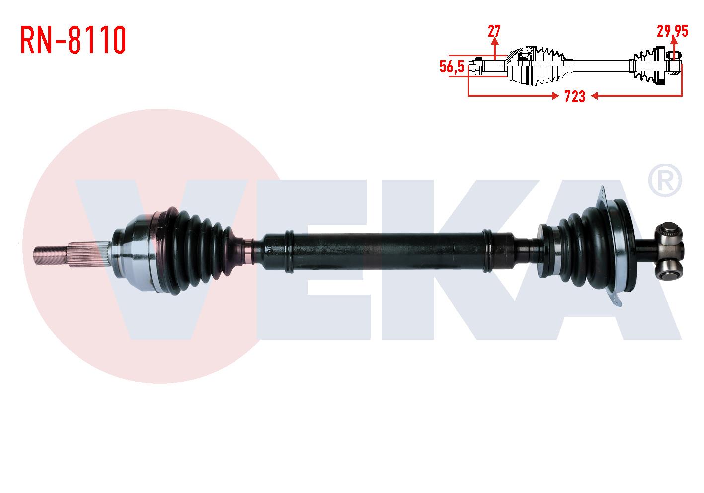KOMPLE AKS SOL ON RENAULT LAGUNA II (BG0/1) 1.8i 16v 5 VITES M-T JR5 SANZIMAN UZUNLUK 723mm 2001-2007