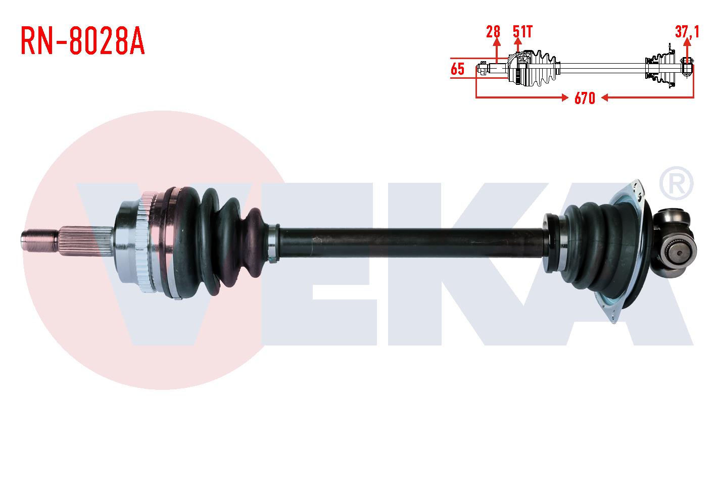 KOMPLE AKS SOL ON RENAULT MASTER II (FD) 2.5 D S8U ABSLI 51 DIS UZUNLUK 670 mm 1998-2010