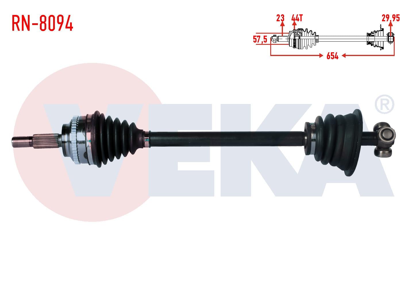 KOMPLE AKS SOL ON RENAULT MEGANE I (BA0/1) 1.9 DT ABSLI 44 DIS UZUNLUK 654mm 1996-2003