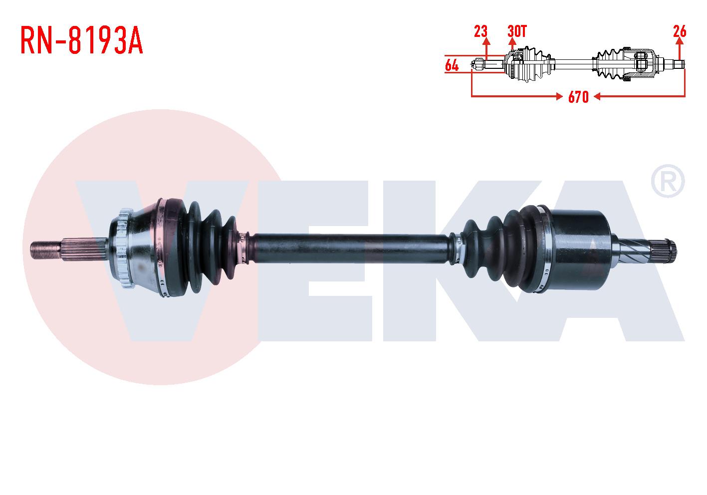 KOMPLE AKS SOL ON RENAULT SAFRANE II (B54_) 2.0 16v ABSLI 30 DIS UZUNLUK 670mm 1996-2000