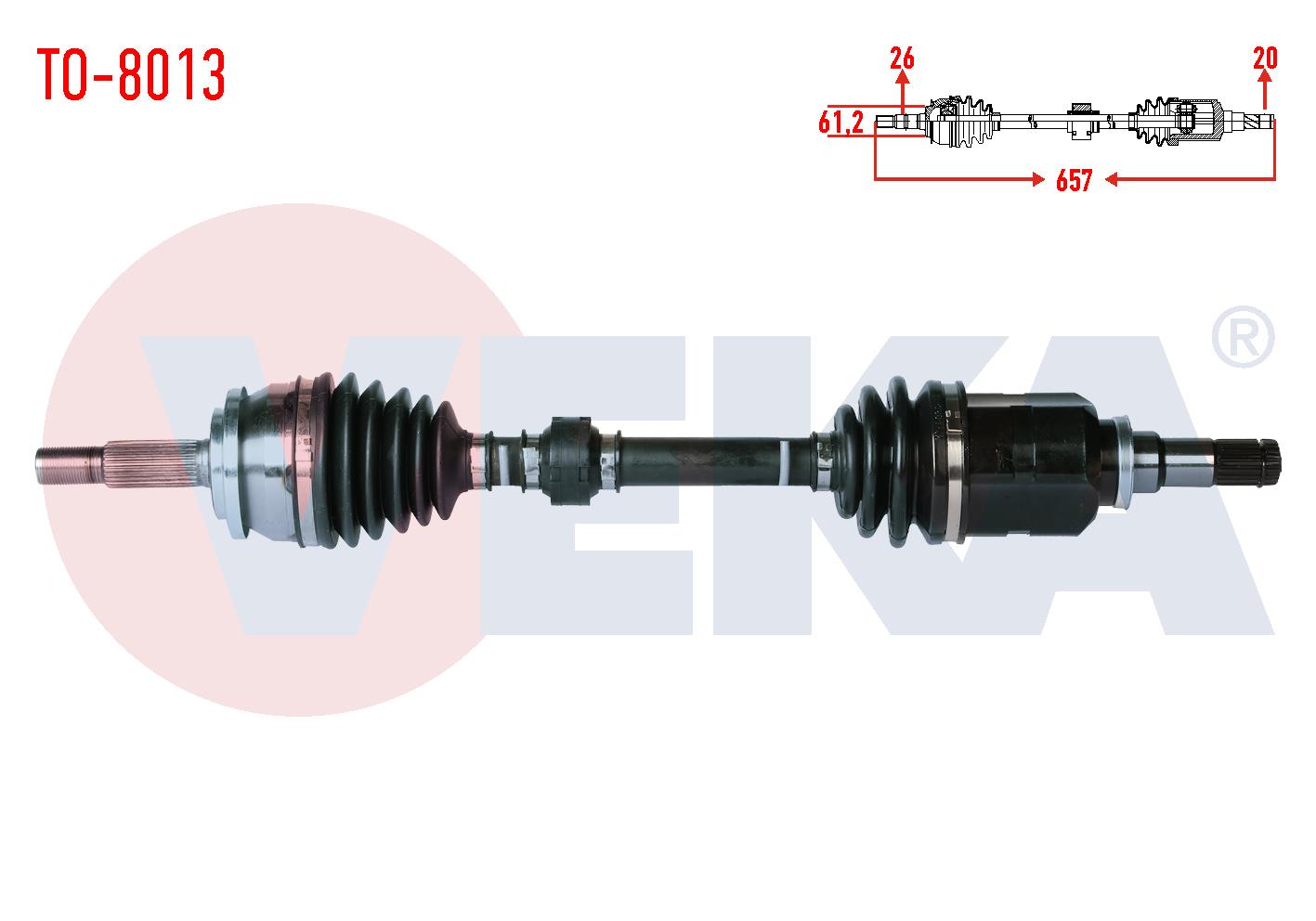 KOMPLE AKS SOL ON TOYOTA AURIS (NZE18,ZRE18) 1.6 VVT-I  M-T UZUNLUK 657 mm 2012-