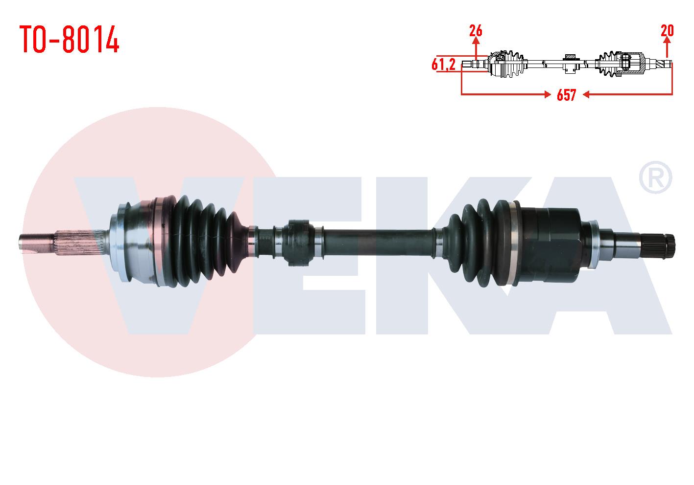 KOMPLE AKS SOL ON TOYOTA COROLLA 1.6 VVT-I  M-T UZUNLUK 657 mm 2012-