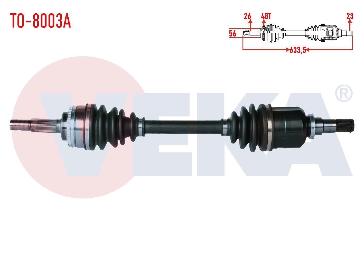 KOMPLE AKS SOL ON TOYOTA COROLLA (_E12_) 1.4 VVT-I ABSLI 48 DIS UZUNLUK 633.5mm 2002-2007