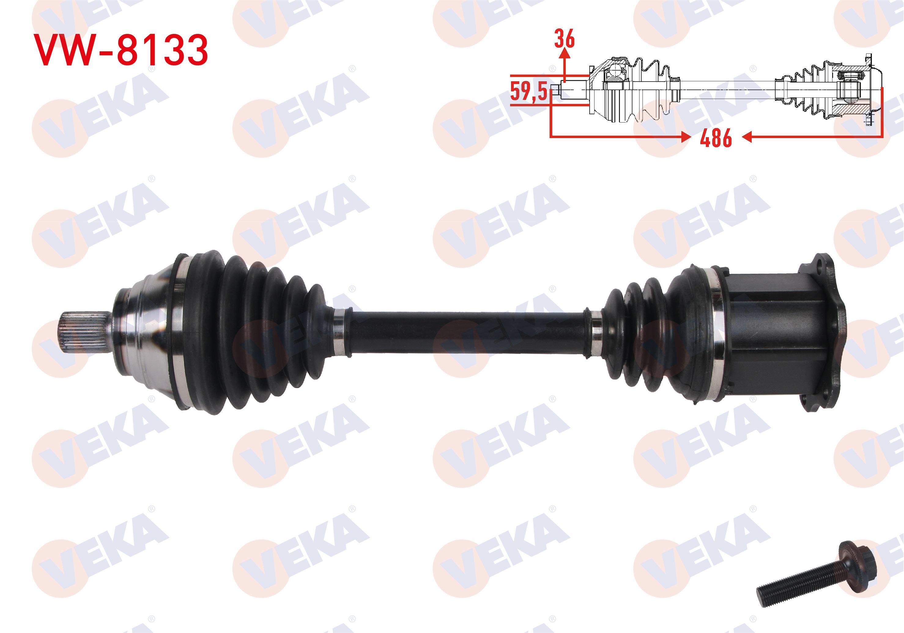 KOMPLE AKS SOL ON UZUNLUK 486mm VW GOLF VIII (CD1) 1.0 TSI 2020-/ AUDI Q2 (GAB) 1.0 TFSI / SEAT LEON SC (5F5) 1.0 TSI 2015-18