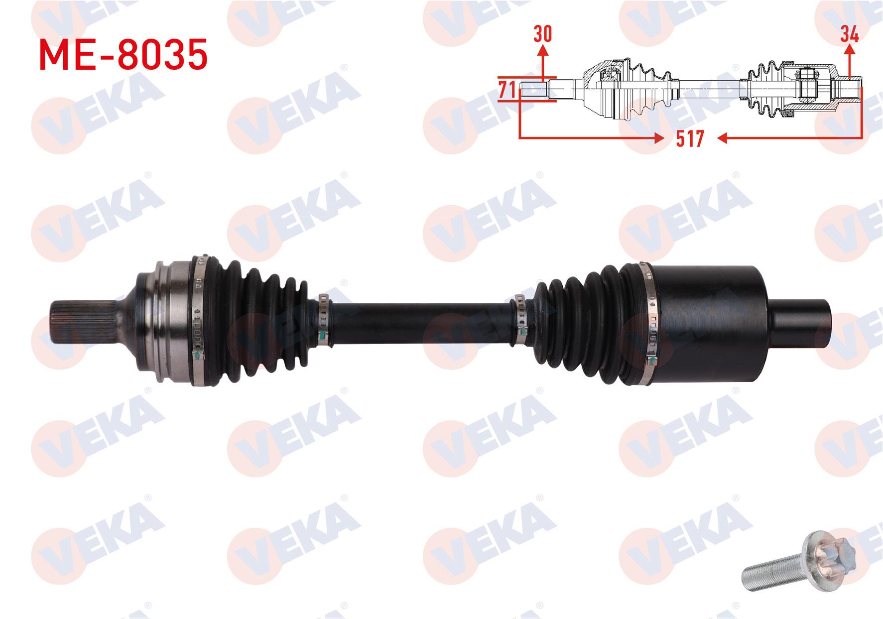KOMPLE AKS SOL ON UZUNLUK 517mm MERCEDES GLK-SERISI (X204) 350 CDI 2012-2015