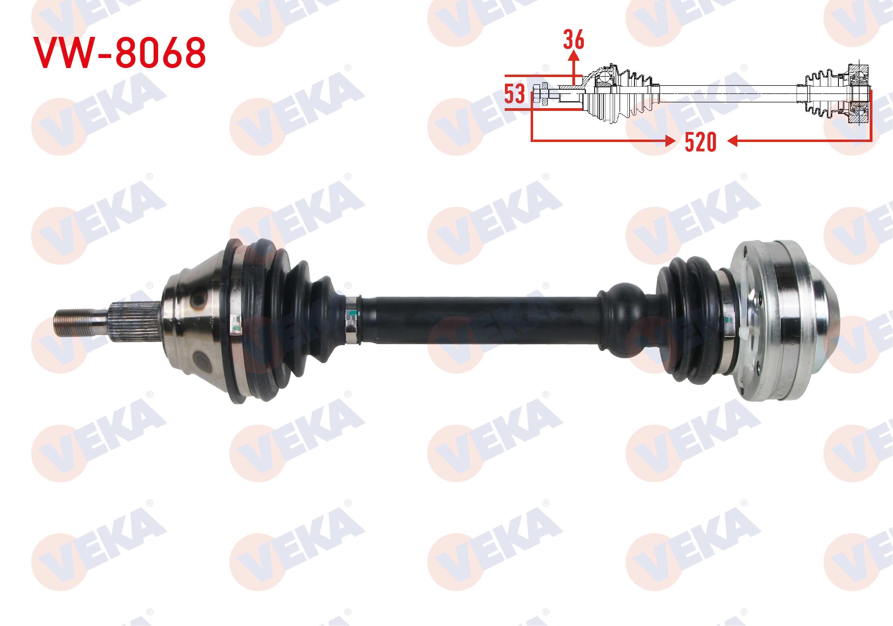 KOMPLE AKS SOL ON UZUNLUK 520mm VW GOLF IV (1J1) 1.9 TDI 97-05/ BORA (1J2) 1.9 TDI 98-05/ AUDI A3 (8L1) 1.8 T - 1.9 TDI 96-03/ SEAT LEON (1M1) 1.9 TDI 99-06/ SKODA OCTAVIA (1U2) 1.9 TDI 96-04