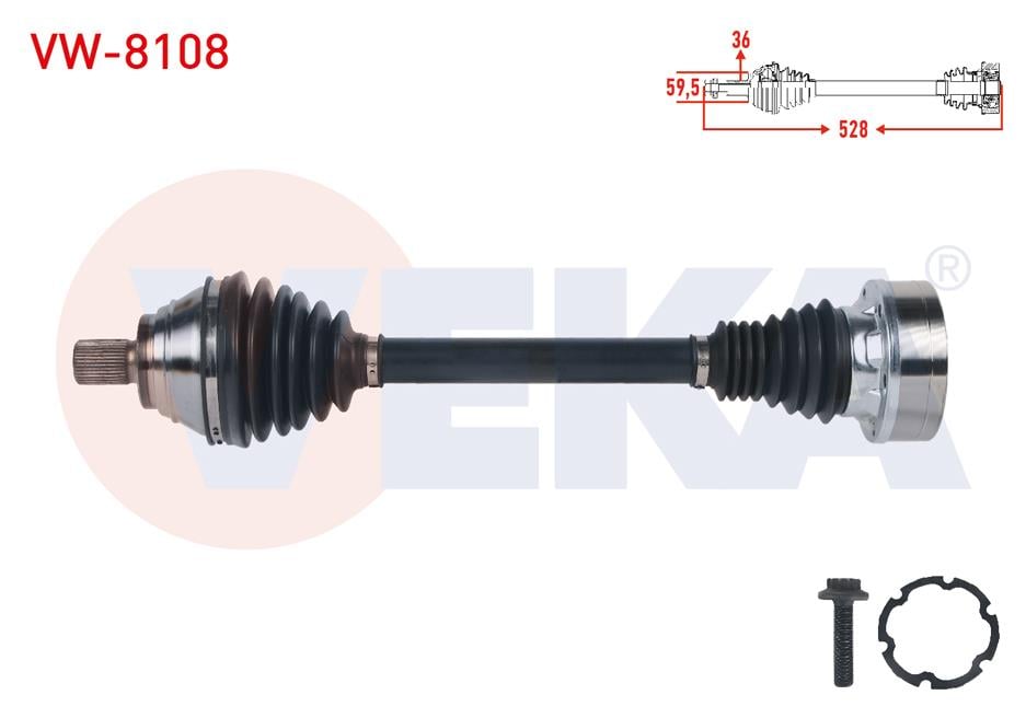 KOMPLE AKS SOL ON UZUNLUK 528mm VOLKSWAGEN PASSAT (3G2) 1.4 TSI M-T 2014-/ SKODA SUPERB (3V3) 1.4 TSI M-T 2015-