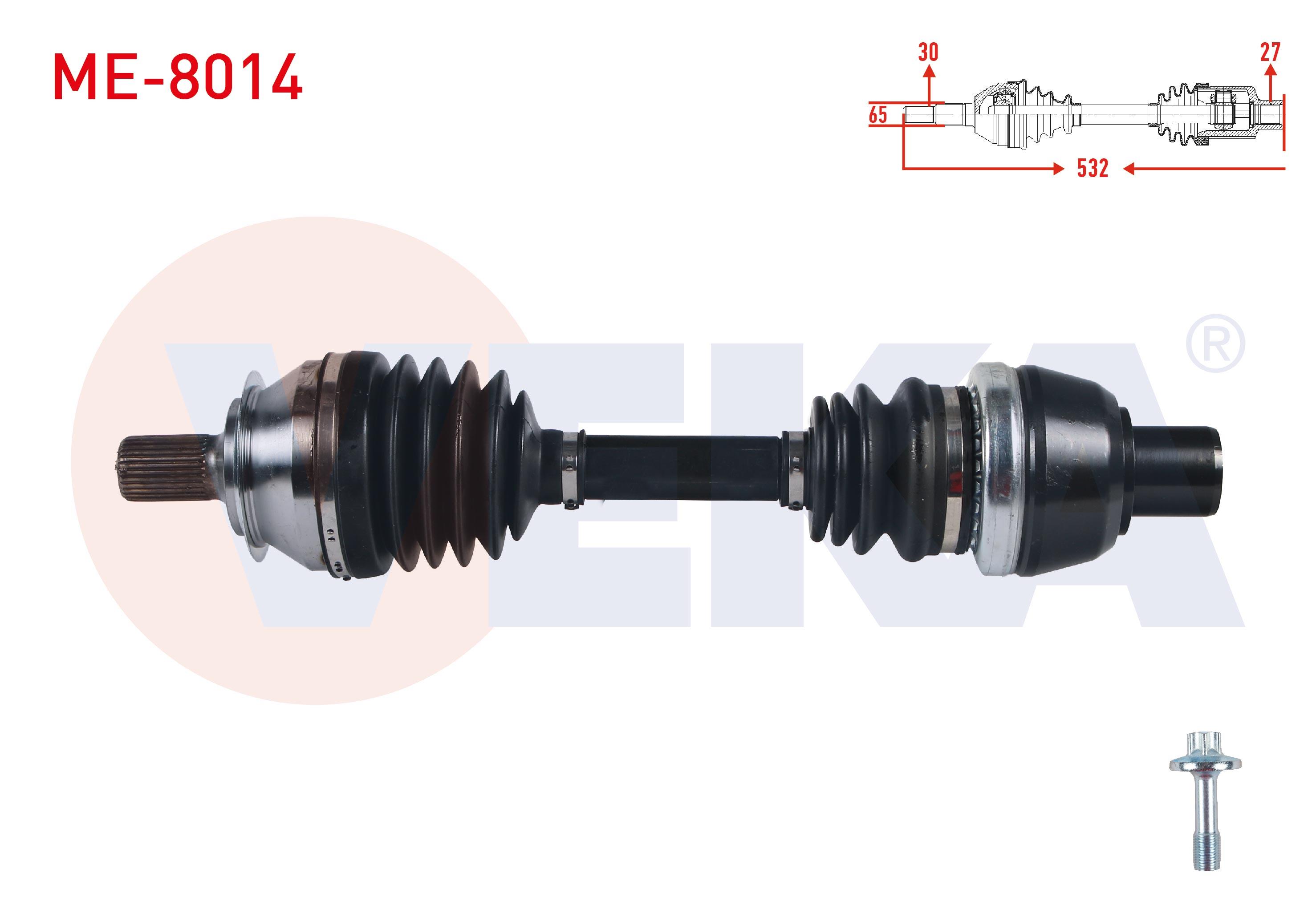 KOMPLE AKS SOL ON UZUNLUK 532mm MERCEDES A SERISI (W176) A80 CDI - A200 CDI - A200 2012- / B SERISI (W246) B180 - B180 CDI -B200 2011- / CLA COUPE (C117) CLA180 CDI - CLA 200 2013-