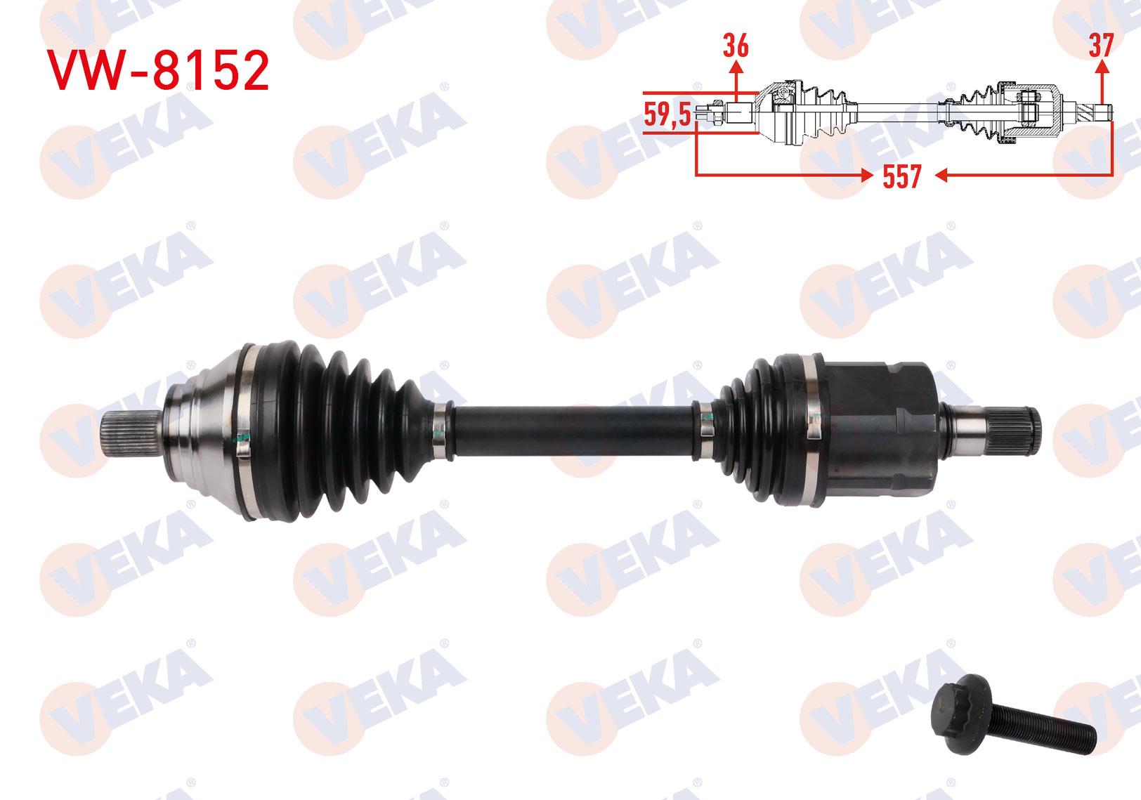 KOMPLE AKS SOL ON UZUNLUK 557mm VOLKSWAGEN TIGUAN (5N_) 2.0 TDI 6 VITES A-T 4 MOTION 2007-2016