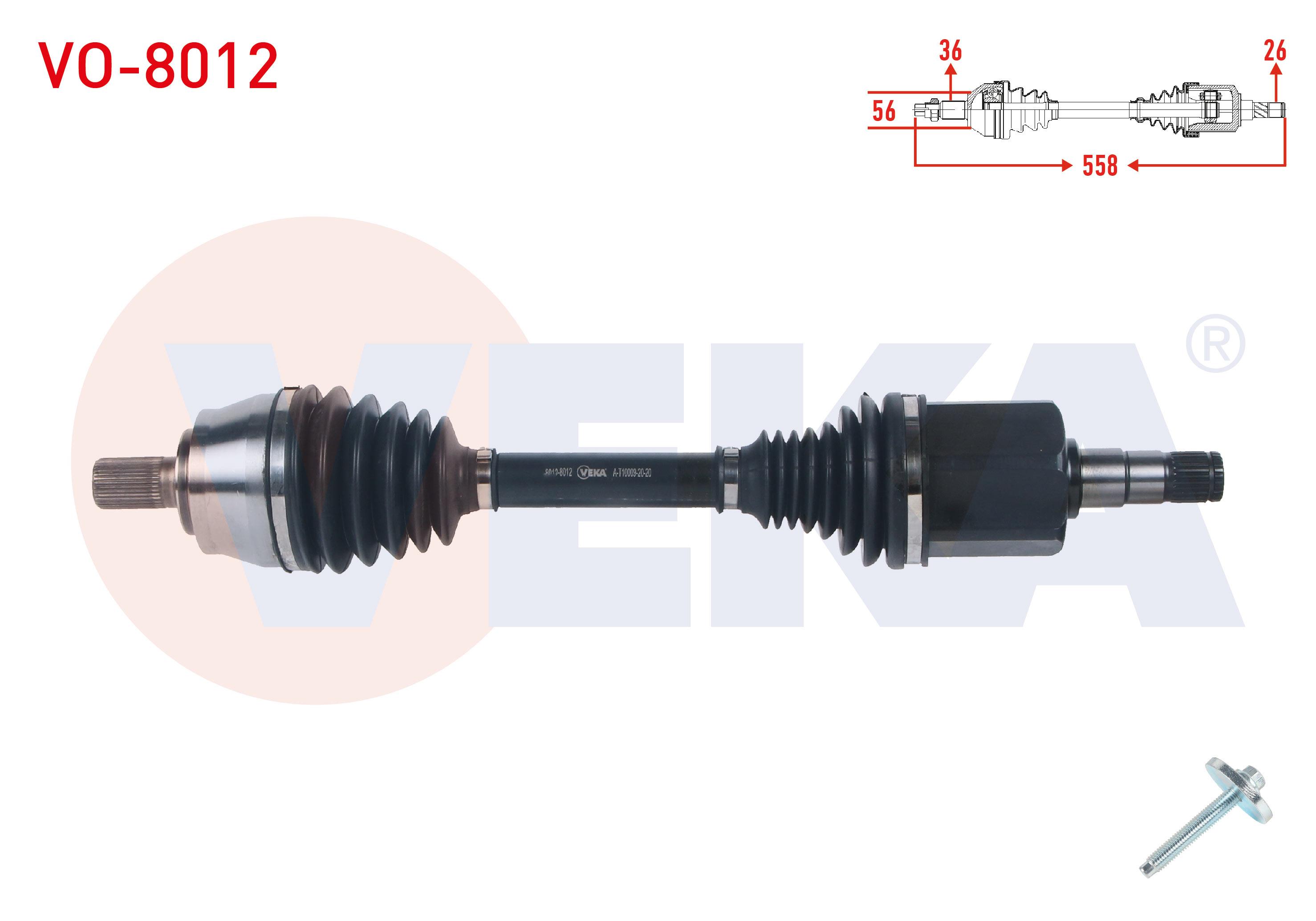 KOMPLE AKS SOL ON UZUNLUK 558mm VOLVO V40 T3 A-T 2015-