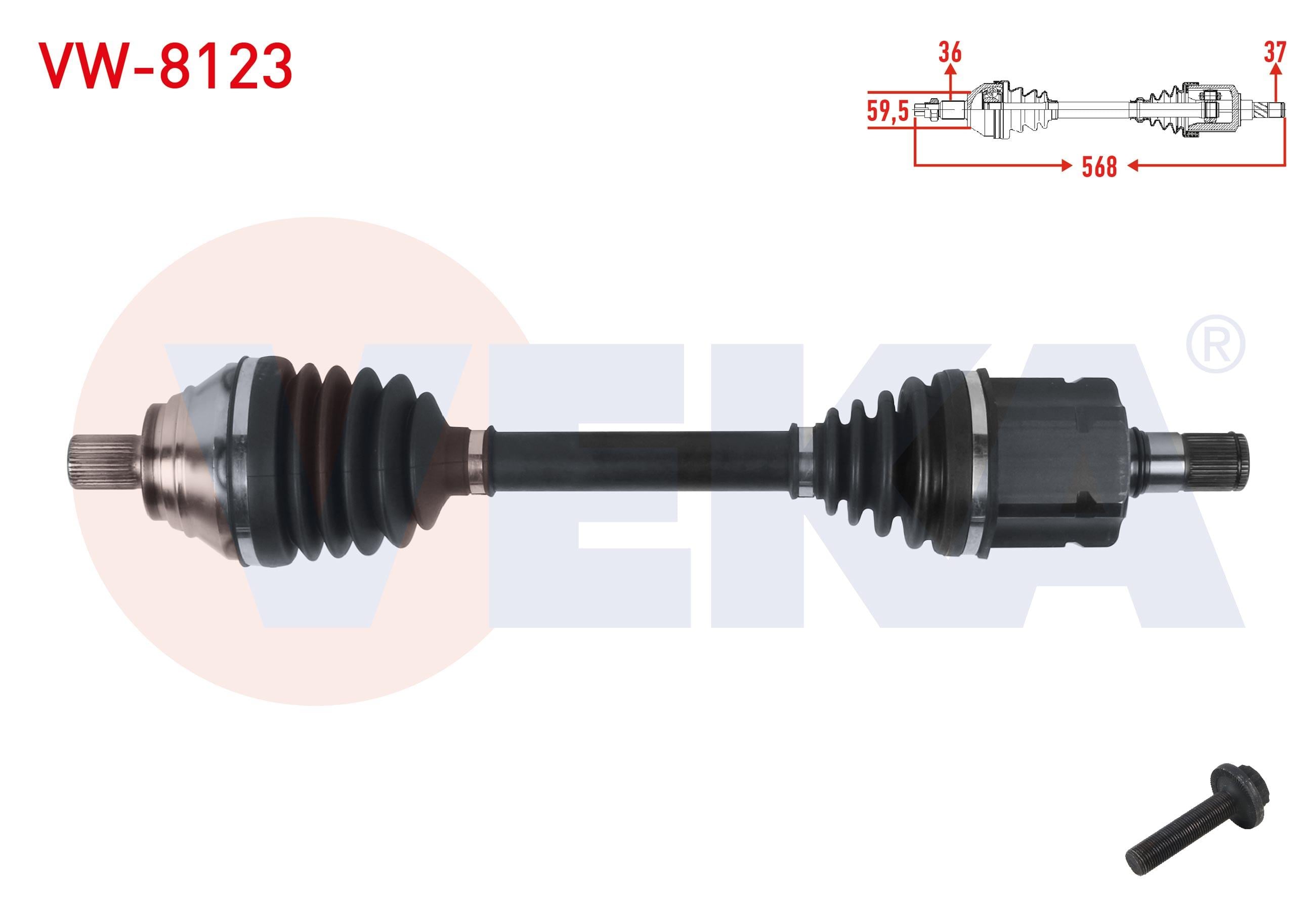 KOMPLE AKS SOL ON UZUNLUK 568mm VOLKSWAGEN PASSAT (3G2) 2014- CADDY V (SK) 2021- TIGUAN (AD1) 2016 - ARTEON (3H7) 2.0 TSI A-T 2017- / AUDI Q3 (F3B) 2.0 TDI A-T 2018- / AUDI Q3 (F3B) 2.0 TDI A-T 2018-