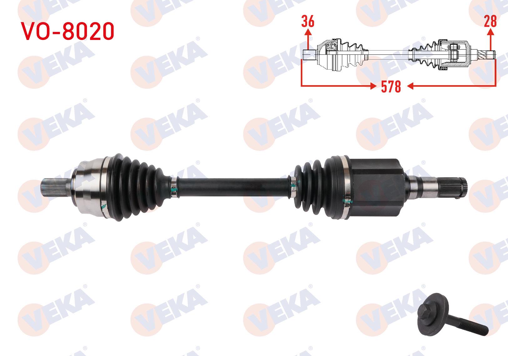 KOMPLE AKS SOL ON UZUNLUK 578mm VOLVO V40 COUNTRY T4 1.6 DIZEL BENZINLI A-T 2014-