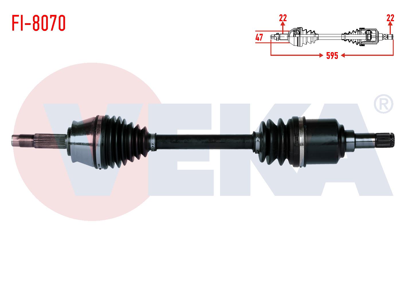 KOMPLE AKS SOL ON UZUNLUK 595mm FIAT PALIO-SIENA 1.2i-1.4i-1.6i (C514 SNZ) 1999-2002 / ALBEA 2002-2010
