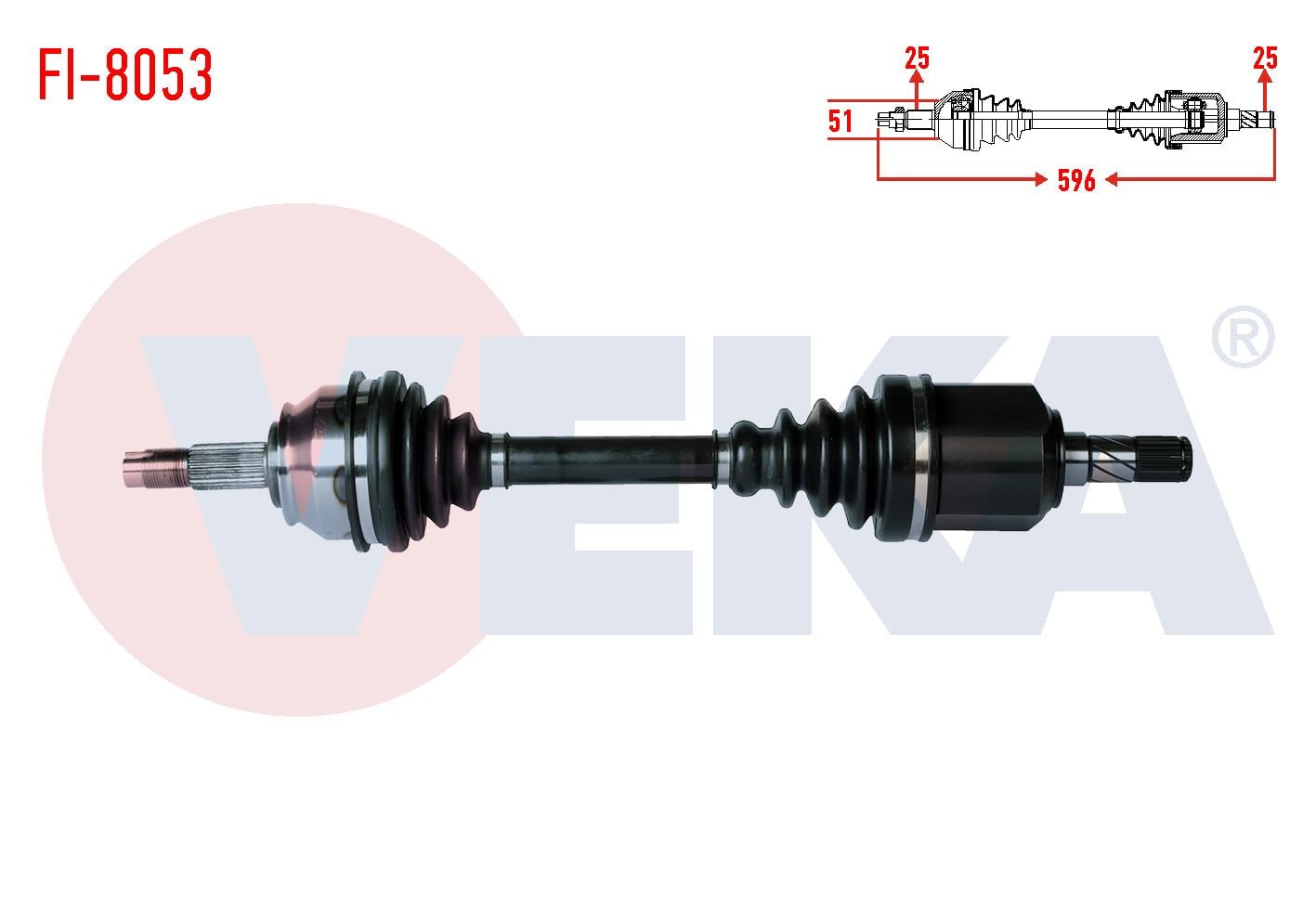KOMPLE AKS SOL ON UZUNLUK 596mm FIAT DOBLO 1.6 MJT M-T 2010- / EGEA 1.6 MJT A-T 2015- / LINEA 1.6 MJT 2009-