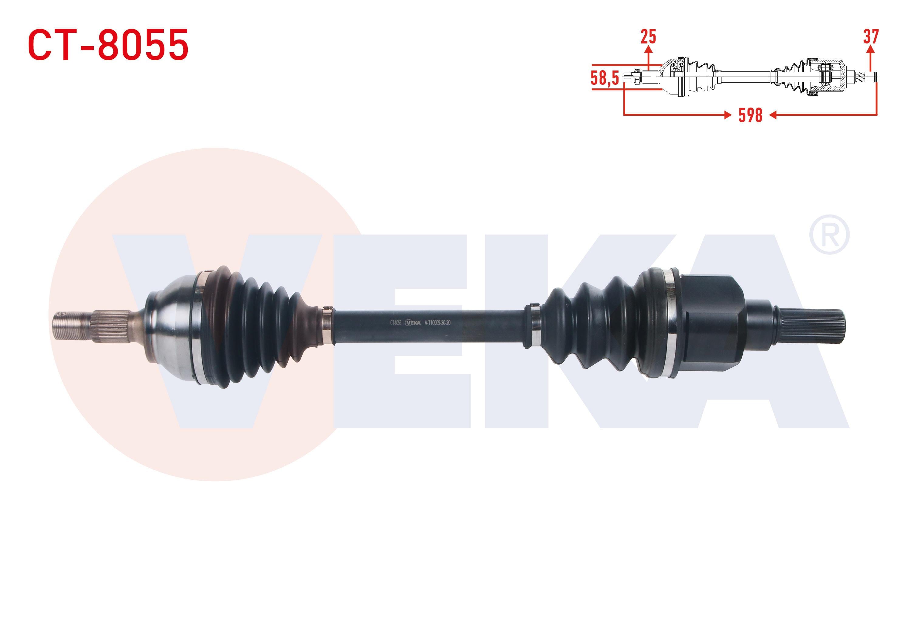 KOMPLE AKS SOL ON UZUNLUK 598mm C3 AIRCROSS 1.2 PURETECH - C3 III 1.2 2016-/ DS3 II 1.2 THP 2014-/ 2008 1.2 PURETECH 2013-/ 208 1.6 HDI 2012-